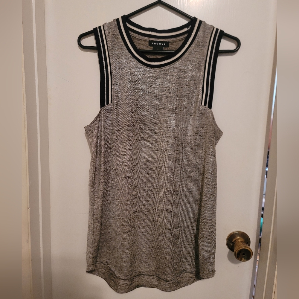 Trouve Gray Sheath Mini Dress Crew Neck Sleeveless